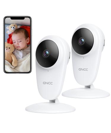 GNCC Baby Monitor for Newborn Smart Indoor Camera with Night Vision 1080P Crying/Motion/Sound Detection Real-Time Alert 2-Way Audio Remote Control Work with Alexa SD&Cloud Storage C1-2 Cameras