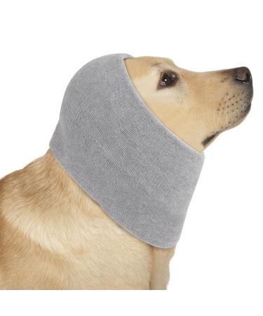 Comfpet Dog Ear Snood Ear Muffs for Dogs Pet Ear Wrap Dog Ear Cover for Anxiety Headband Protector Ear Hoodie for Dogs Dog Head Wrap for Ear Hematoma (Thickened Grey) M Grey M