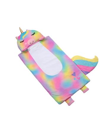 Kid's Nap Buddies Character Preschool Nap Mat, Toddler Sleeping Bag with Pillow for Daycare, Ages 3+ Unicorn