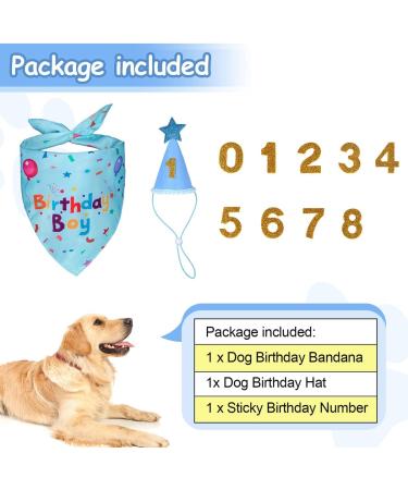 Yicostar Dog Birthday Party Supplies - Bandana Scarf & Birthday Hat Set for Dogs - Blue Pet Birthday Accessories - Buy Online on GoSupps.com