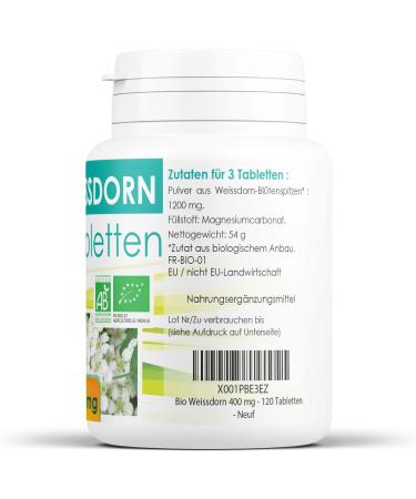 Organic Hawthorn 400mg - 120 Tablets | Premium Heart Health Supplement - International Shipping - Buy Online on GoSupps.com
