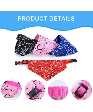 4-Piece Adjustable Dog Bandana Set - Stylish Polyester Neckerchiefs & Towels for Small & Medium Dogs & Cats | Pink Black Dark Blue Red - Buy Online on GoSupps.com