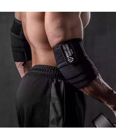 TAVIEW Elastic Elbow Bandages for Weightlifting | 120cm Compression Straps for Powerlifting Fitness & Cross-Training - Black Elbow Wraps - Buy Online on GoSupps.com