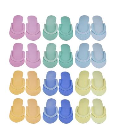 Holibanna 12 Pairs Disposable Slippers Colorful Eva Foam Nail Art Pedicure for Travel Shop Hotel (Random Color)