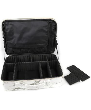 Deayou Large 3-Layer Travel Make-Up Case Portable Marble Cosmetic Bag with Adjustable Partition & Shoulder Strap for Professionals - Buy Online on GoSupps.com
