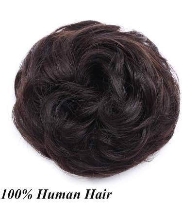 Human Hair Scrunchie Real Messy Bun Updo Extensions Hair Pieces 100% Remy for Women Donut Ribbon Wrap Ponytail Extension Scrunchy Chignons Curly Wavy (#1B Natural Black) - Buy Online on GoSupps.com