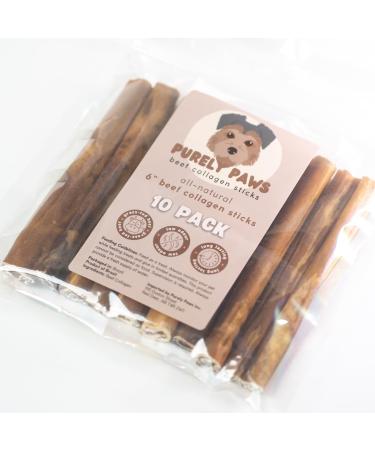 Purely Paws All-Natural Beef Collagen Sticks - Safe Digestible Dog Chews - Long-Lasting Low-Odour Rawhide Free (6 (10 Pack)