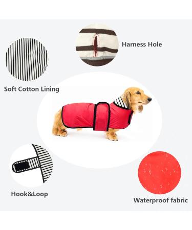 Minezis Waterproof Dog Coat with Reflex Strips - Adjustable Vest for Small & Medium Breeds (Dachshund Rottweiler) - Red Size L (Back Length: 47-50cm) - Buy Online on GoSupps.com