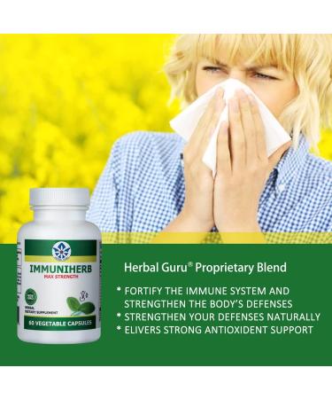 Immuniherb Immune Support Supplement Herbal Immunity Supplement with Ginger Forsythia Licorice Root Vitamin C & Zinc Natural Immune Boosters for Daily Support Non-GMO 60 Veg Capsules - Buy Online on GoSupps.com