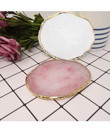 Harz Nail Art Palette - 2-Piece Gel Polish Holder & Color Mixing Plate with Gold Rim for DIY Nail Designs - Buy Online on GoSupps.com