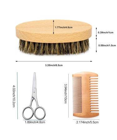 Premium Beard Care Set - Bartbrush & Beard Kamm with Wild Boar Bristles | Buy Wooden Beard Brush & Shears for Men Online - Buy Online on GoSupps.com