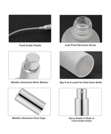 2-Pack 3.4oz Empty Frosted Glass Perfume Atomizer Spray Bottles - Fine Mist Spray, Silver Frosted Design - Buy Online on GoSupps.com