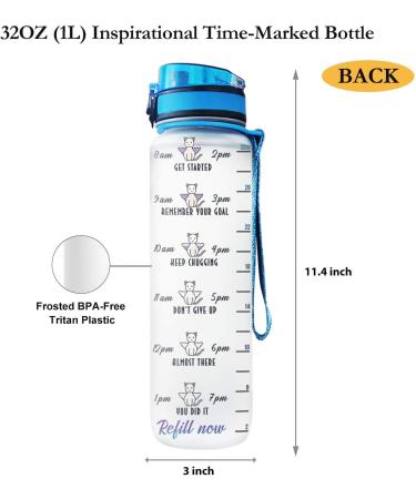 64HYDRO 32oz Motivational Fitness Sports Water Bottle with Time Marker, Strainer & Fast Flow - BPA Free for Work, Gym & Outdoor Sports - Buy Online on GoSupps.com