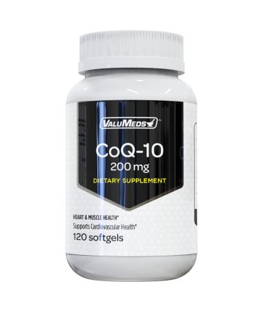 ValuMeds CoQ-10 Non-GMO Coenzyme Q10 Supplement 120 Softgels | for Heart Health and Energy Support | Gluten Free for High Blood Pressure (120 Count (Pack of 1) 200 mg) 200 mg 1 Count (Pack of 120)