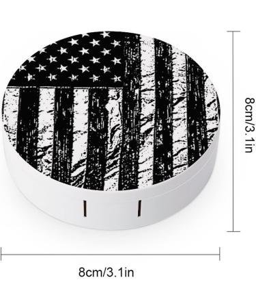 Buy Black & White Retro American Flag Contact Lens Cases - 5-in-1 Travel Kit with Mirror Tweezers & Solution Bottle - Ideal for Outdoor & Daily Use - Buy Online on GoSupps.com