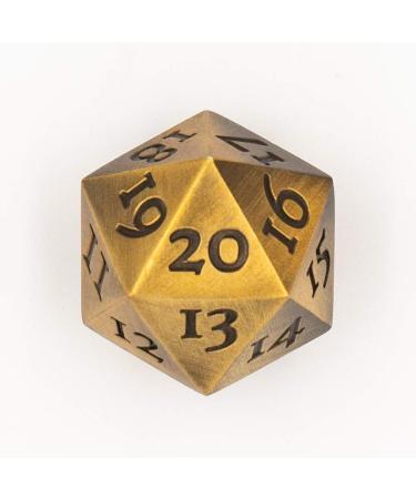Extra Large Solid Metal D20 Spindown / Countdown Dice Gold Life Counter for MTG Magic The Gathering Commander EDH Extra Heavy