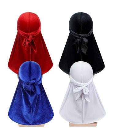Premium Velvet Men Durags - 4 Pack Soft Headwraps for 360 Waves | Extra Long & Wide Carrier - Buy Online on GoSupps.com