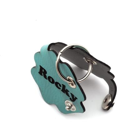 Copter Farm Dog Brand Bag - Engraved Art Leather & Real Leather Dog Collar | Custom Push Button | Turquoise Flower Design - Buy Online on GoSupps.com