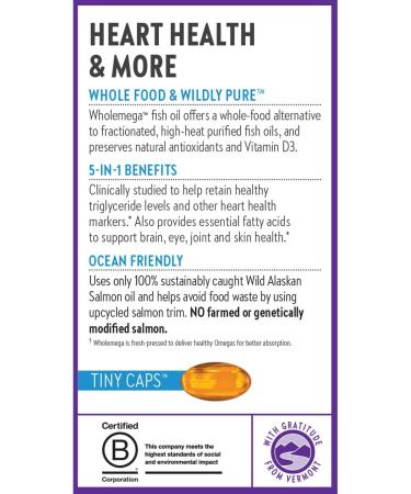 New Chapter Wholemega Fish Oil Supplement Tiny Capsules 2000mg per Serving Clinically Proven Wild Alaskan Salmon Oil with Omega-3 + Vitamin D3 + Astaxanthin 500mg per softgel - 180 Count 180 Count (Pack of 1) - Buy Online on GoSupps.com