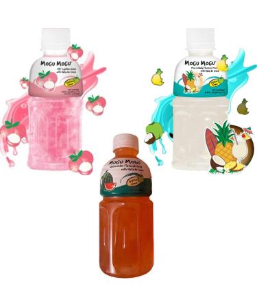 MOGU MOGU Strawberry Lychee Mango Melon Watermelon Grape Orange PINA Colada & Coconut Juice Fruit Flavors 320ML x 15 Bottles - Buy Online on GoSupps.com