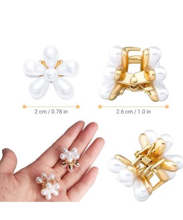 14 Pcs Mini Pearl Hair Claw Clips with Flower Design - Sweet Artificial Bangs Clips for Women & Girls - Buy Online on GoSupps.com