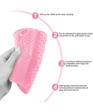 Makeup Brush Cleaner Mat Make Up Cleaning Pad Cosmetic Cleaning Pad Scrubber Board Tool with Suction Cups Pink normal - Buy Online on GoSupps.com