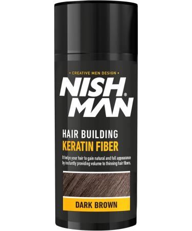 NISHMAN Hair Fibres Dark Brown 21g | Hair Building Keratin Fiber | Hair Powder for Thinning Hair | Hair loss Concealer for Women & Men