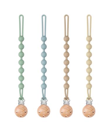 CLdy Silicon pacifier chain 4 pieces of pacifier cup catcher pacifier chain boys and girls keeps the pacifier clean high robustness soft flexible blue/green/brown/milk white - Buy Online on GoSupps.com