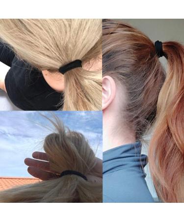 Super Soft Elastic Hair Ties - 60 Black Rubber Bands for Girls & Women | Metal-Free Everyday Use Scrunchies - Buy Online on GoSupps.com