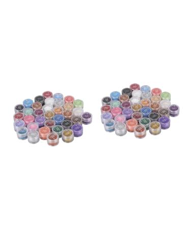 POPETPOP 60 pcs Loose Shimmer Pigments Mineral Pearl Cosmetic Powder Glitter Shadow Party Dust Makeup Kit