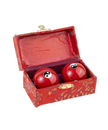 Lachinuse-Qi-Gong balls Yin Yang-Chinese anti-stress balls made of enamel ( 45 mm)-health balls-gift box for relaxation Zen-Asian object Japan China Feng Shui-Color: Yin Yang red