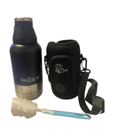 Heim & Tier drinking bottle dogs for 1 liter - water bottle with food bowl isolated stainless steel dog drinking bottle dog bottle with feed container bowl dog hiking traveling walking