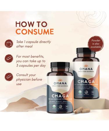 Ohana Chaga Organic Mushrooms Blend USDA-Organic Whole Food Mushroom Supplement Non-GMO Gluten-Free 90-Capsule Bottle Pack of 1 Chaga Capsules 1 Count (Pack of 1) - Buy Online on GoSupps.com