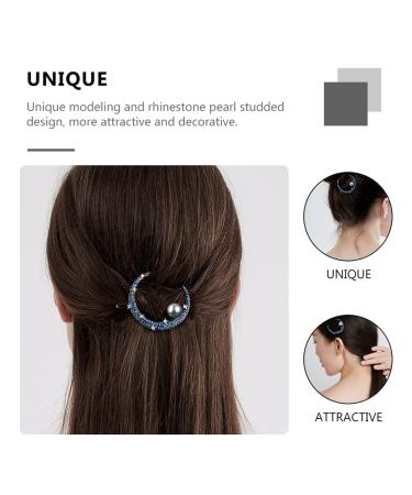 Lurrose Vintage Moon Pearl Rhinestone Hair Clip - Elegant Claw Hair Jewelry for Weddings & Special Occasions | Perfect for Girls & Women - Buy Online on GoSupps.com