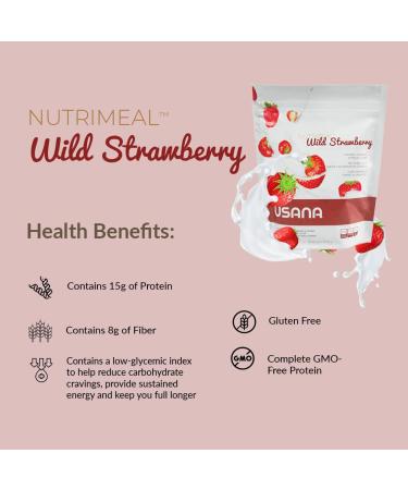USANA Nutrimeal Wild Strawberry Shake - 540g, 9 Servings - Non-GMO, Gluten Free, Low Glycemic - Buy Online on GoSupps.com