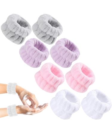 4 Pairs Wrist Washband Wash Set Microfiber Wrist Sweat Bands Ladies Soft Wristbands Face Washing Wristband Spa Wrist Towel Women Face Wash Wristband for Women Prevent Liquid from Spilling Down Arms