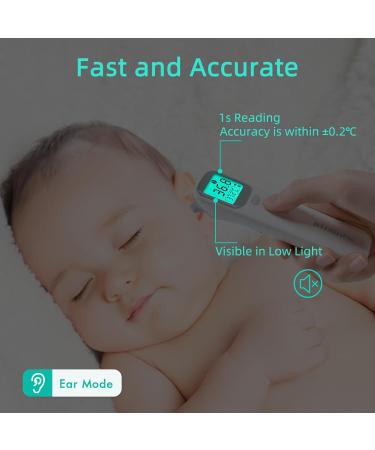 Maymocon Baby Ear Thermometer - Infrared Digital 4-in-1 Touchless Forehead Thermometer for Kids & Adults - CE Approved with Fever Alarm - 1S Reading - Memory Function - Grey Cap - Buy Online on GoSupps.com