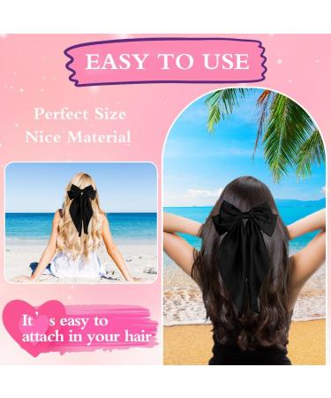 Pufandor Hair Bow Silky Satin Hair Ribbons for Women Black Bows for Girls Hair Bowknot Barrettes Long Tails with Clips Big Hair Bows Hair Accessories (Black 1pc) - Buy Online on GoSupps.com