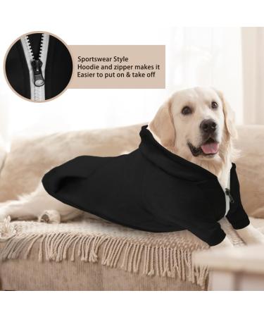 Meioro XL All Black Hooded Sweater for Dogs - Warm Pet Hoodie for French Bulldogs & Pugs - Cute Zippered Clothing - Buy Online on GoSupps.com