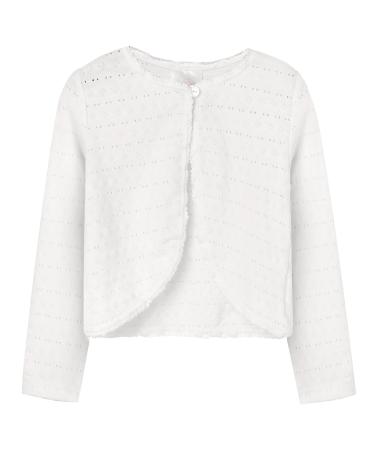 BONNY BILLY Girls Cardigan Long Sleeve Knitted Cotton Bolero Shrug Kids Clothing 10-11 Years Pure White