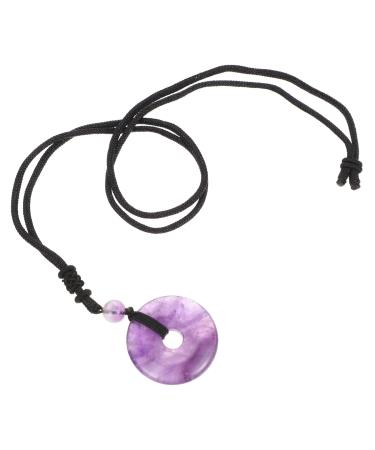 Beaupretty 4 piece of necklace with safety buckle gemstone necklace medallion-necklace man necklace disc-edelstein-necklace crystal cotton thread violet trailer men and women