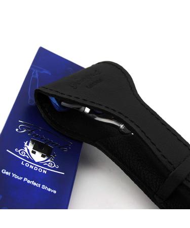 Premium Stainless Steel 5-Edge Cassette Shaver Knife & Leather Cover | Men's Wet Shaving Essentials | Perfect for On-the-Go Care - Buy Online on GoSupps.com