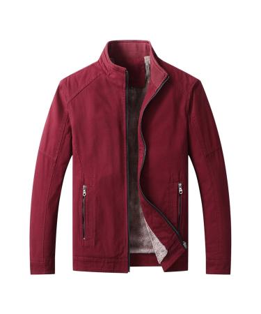 Hanxiulin fleece plush jacket fluffy warm zipper wool jacket fleece jacket men basic hooded jacket men's coat elegant long thick autumn coat coat winter jacket with hood xxl wine