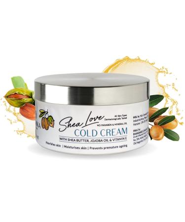 Shea Love Cold Cream with Shea Butter Jojoba Oil & Vitamin-E | Nourishes Skin Moisturises Skin & Prevents Premature Ageing | Anti Aging | No Paraben & Mineral Oil - 50g