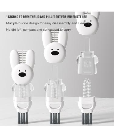 Fovolat Lid Cleaning Brush | Cup Mouth Scrubber | Cup Lid Cleaning Brush 4-in-1 Multifunctional Cleaning Brush Portable Cup Lid Cleaner Brush White - Buy Online on GoSupps.com