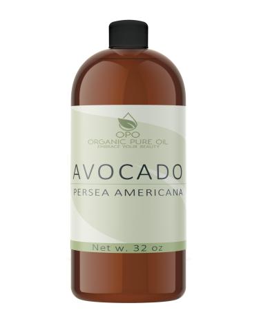 Avocado Oil - 100% Pure Unrefined Partially Filtered Non-GMO Vegan Fair Trade Cold Pressed Peel Bulk Carrier - 32 oz - for Skin Hair Nails Body & More! Hydrating Nourishing Moisturizing