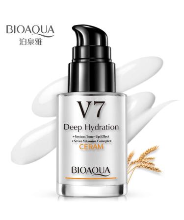 BIOAQUA V7 Toning Light Cream Instant Tone Up Effect 7 Vitamins Complex Moisturizing Refreshing Fine Powder Natural Nourishing Skin 30ml
