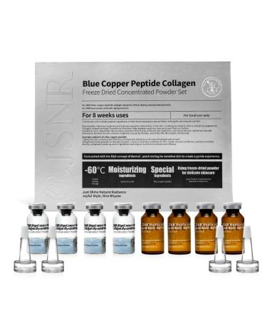 Freeze-Dried Blue Copper Peptide Lifting Kit Anti-Aging Serum Face Serum for Firming Wrinkle Care Skin Elasticity Hydration with Blue Copper Peptide Collagen & Peptides (8 Weeks) 0.02 Fl Oz (Pack of 1)
