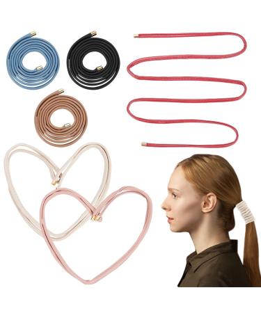 WEBEEDY 6 Pcs Leather Hair Ties Ponytail Holder Leather Hair Wrap Braid Holder Hair Cuffs Ponytail Wrap Holders for Women Girls