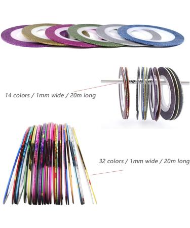 46 Rolls Nail Art Stripes Tape - Yutou Self-Adhesive Glitter Line Stickers for DIY Nail Decoration with 2 Nail Strap Donors - Buy Online on GoSupps.com